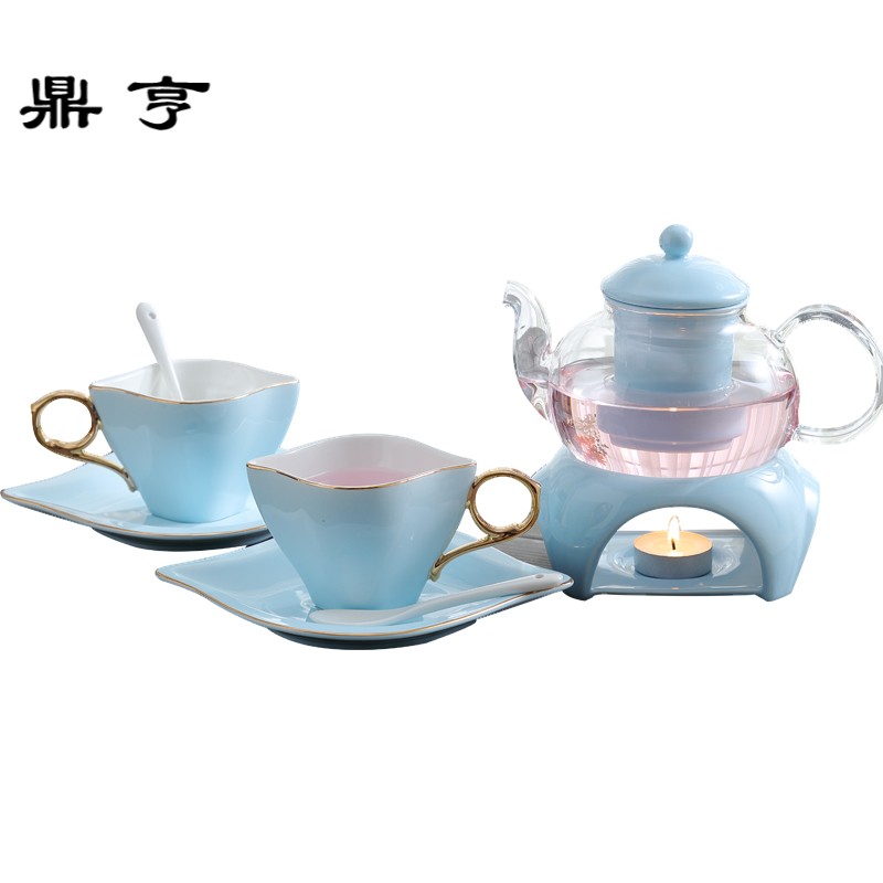 鼎亨花茶壶套装家用可蜡烛加热煮水果茶壶耐热玻璃陶瓷茶欧式下午