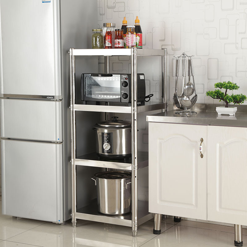 不锈钢架子厨房置物架ciaa四层微波炉锅盆架夹缝35cm收纳多层架储物架