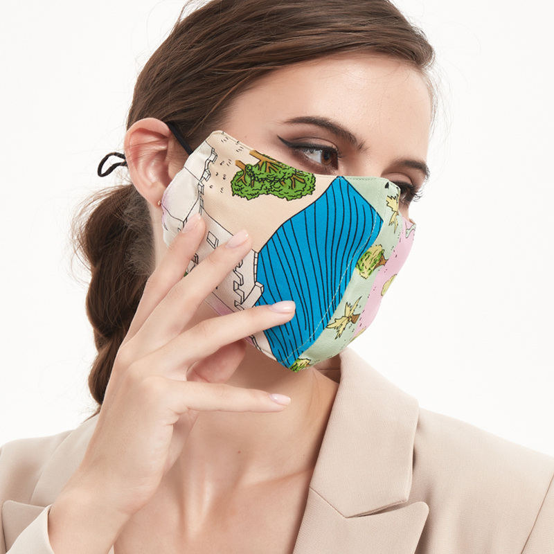 苏丝真丝口罩桑蚕丝春秋四层防晒防寒口罩男女通用