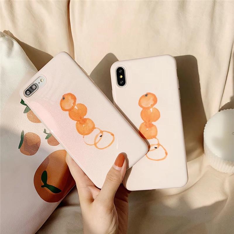 复古橘子手机壳苹果8plus白色ins冷淡风小清新油画iphonexr软壳78橘子