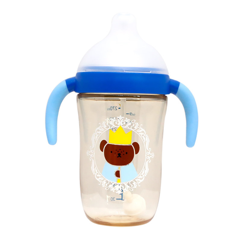 米菲(Miffy)广口径PPSU奶瓶270ml（蓝）耐高温带手柄+重力球