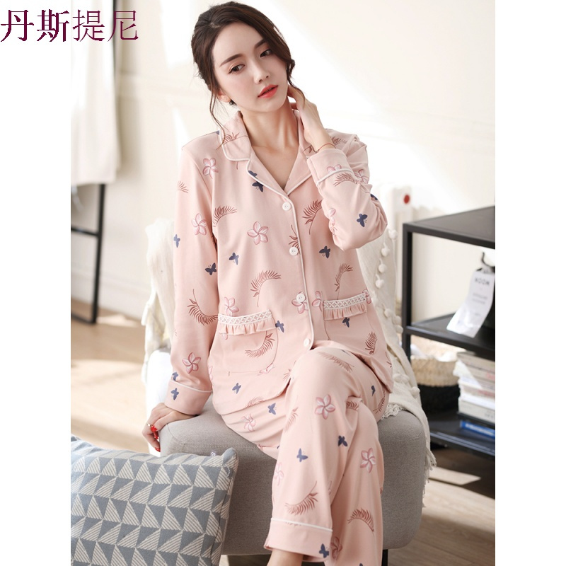 睡衣女秋纯棉长袖开衫中老年人薄款全棉夏季女士家居服春秋季套装