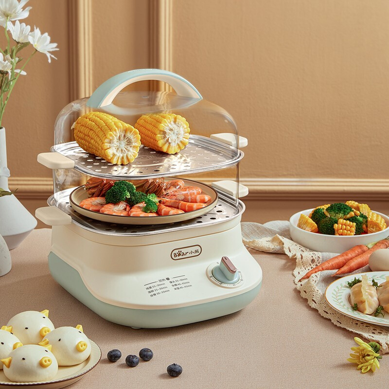 小熊(bear) 电蒸锅二层家用多功能大容量电蒸笼微电脑式蒸包子机饭菜加热器 DZG-C60W9