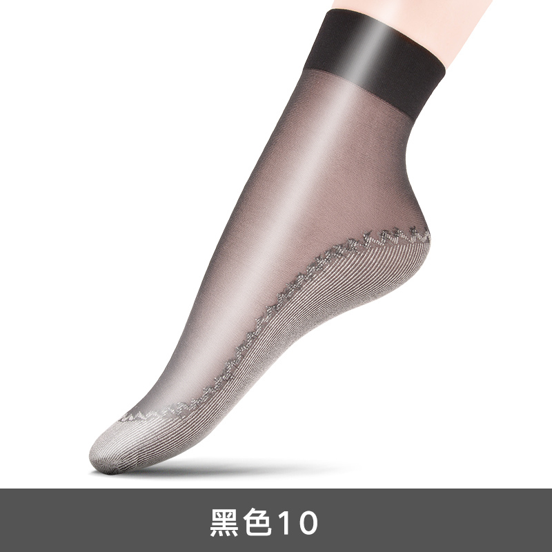 浪莎短丝袜女短袜夏季薄款丝袜子短款耐磨防勾丝肉色夏天棉底防滑 超薄棉底防滑防勾丝适合36-40码 棉底耐磨/防勾丝/10双黑10