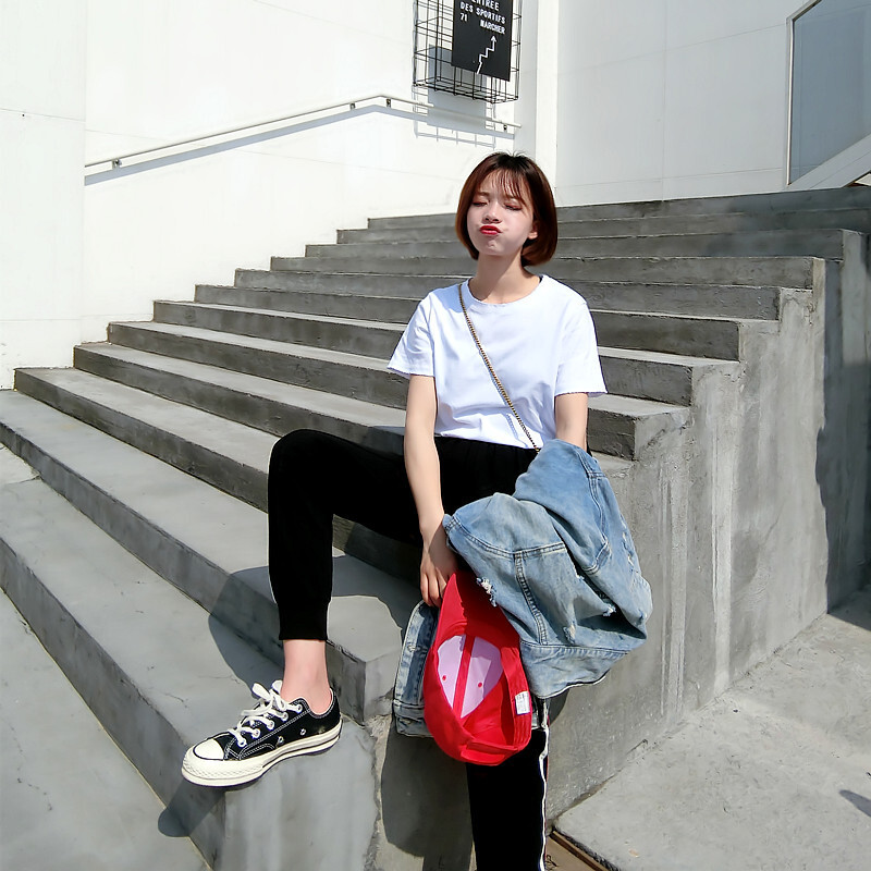 2018夏装新款白色T恤女短袖韩版百搭夏季体恤学生圆领宽松上衣潮