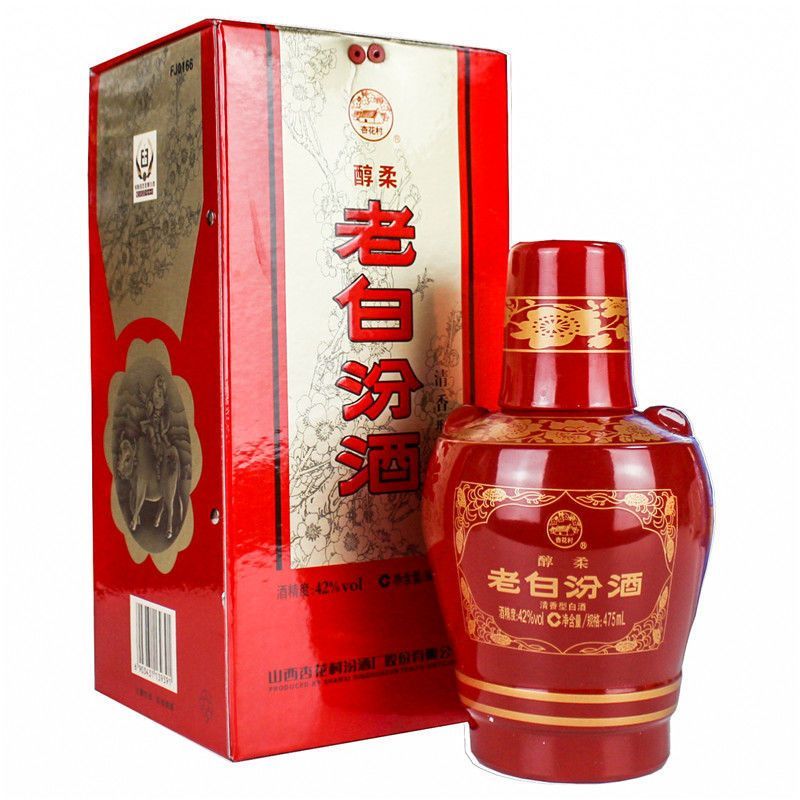山西汾酒 42度醇柔老白汾475ml*6瓶整箱礼盒装 清香型白酒