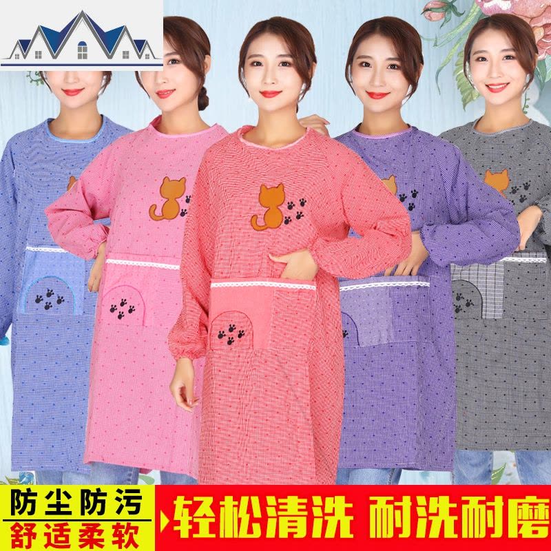 棉长袖罩衣围裙厚厨房成人防污防油韩版时尚大人反穿工作服男女 三维工匠图片