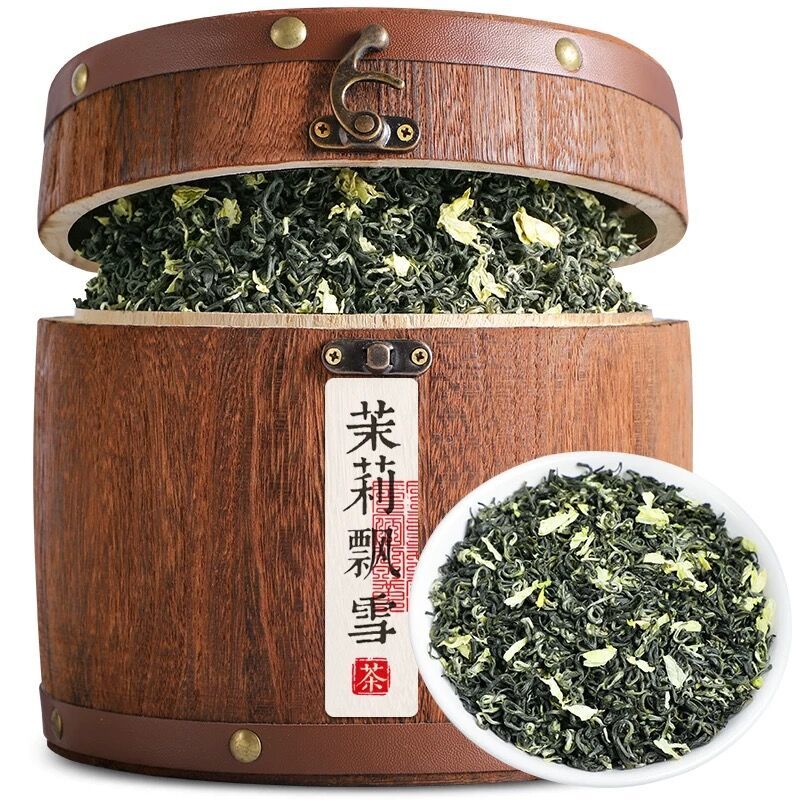 福岗 2024新茶 茉莉花茶特级飘雪浓香型茉莉花茶叶礼盒木桶装500g