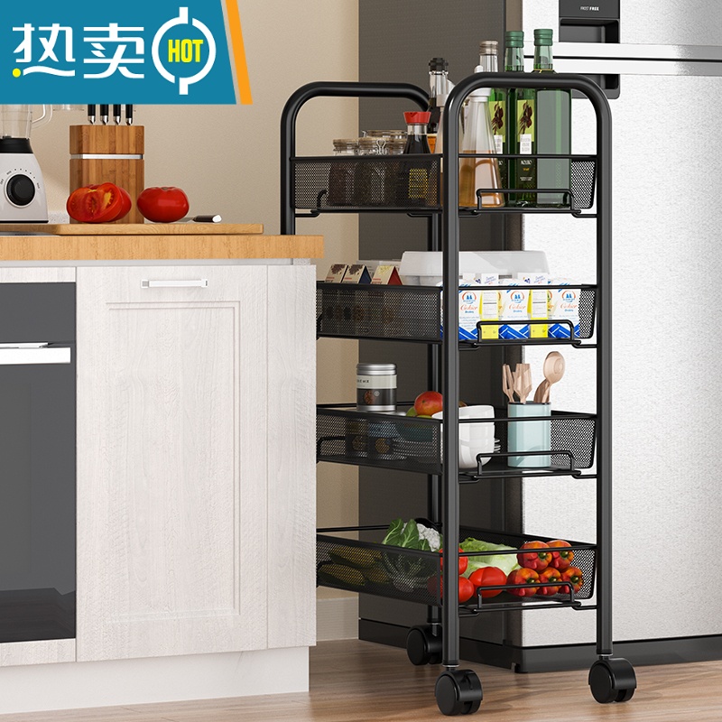 XIANCAI厨房置物架落地多层可移动家用小推车蔬菜篮收纳储物架子用品大全高清大图