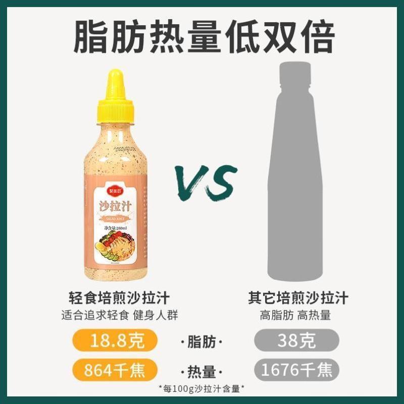 1瓶沙拉酱280g 低热量0脂肪无糖油醋汁蔬菜减脂脱脂减肥食材专用低脂餐沙拉酱料