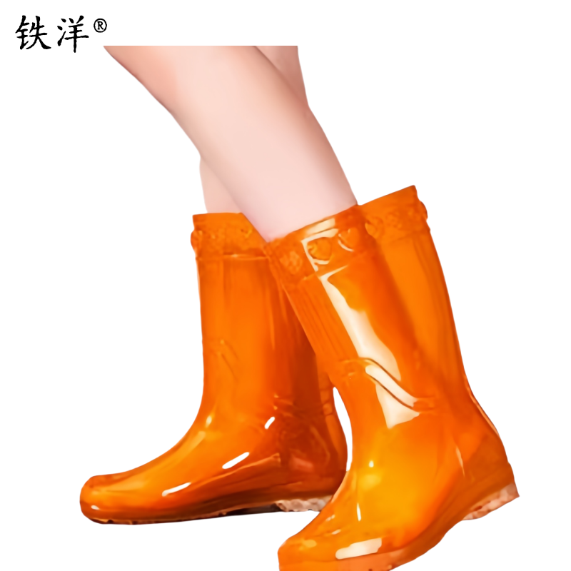 铁洋 橘色中筒防水雨靴 TY-YX012 双高清大图
