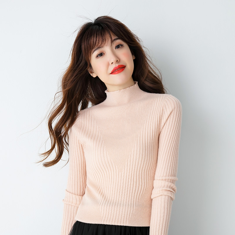 2018秋冬新款山羊绒毛衣女100%纯羊绒衫短款套头打底衫修身显