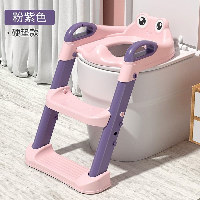 静蝉幽格儿童马桶坐便器楼梯式男孩女宝宝阶梯凳架垫小孩坐便圈厕所尿便盆_少女粉硬垫款图片