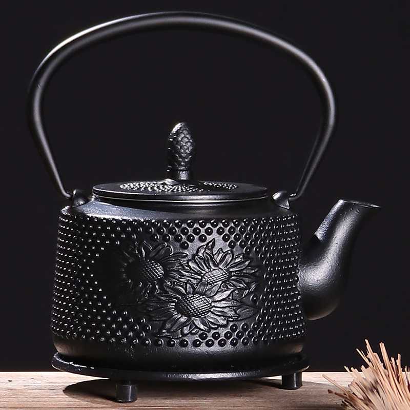 Atelier Tete 手工茶壶铸铁煮茶器无涂层泡茶煮茶壶烧水壶 葵花铁壶0.8L
