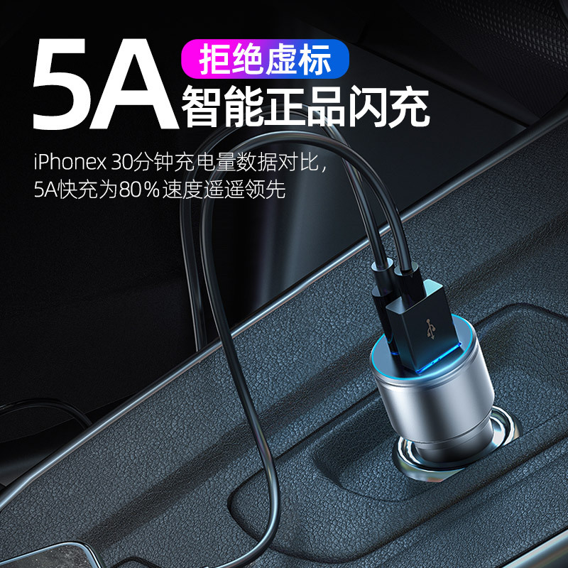车载充电点烟器转换插头手机快闪充汽车用一拖二24V多功能usb车充