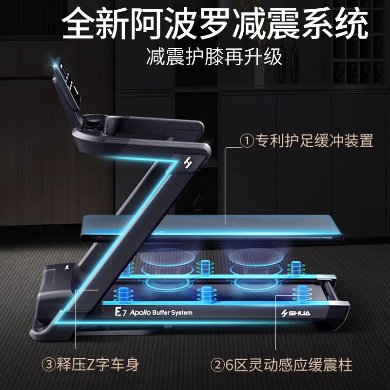 舒华(SHUA)智能家用跑步机E7彩屏版减震爬坡可折叠健身器材健身房T399T-H6高清大图