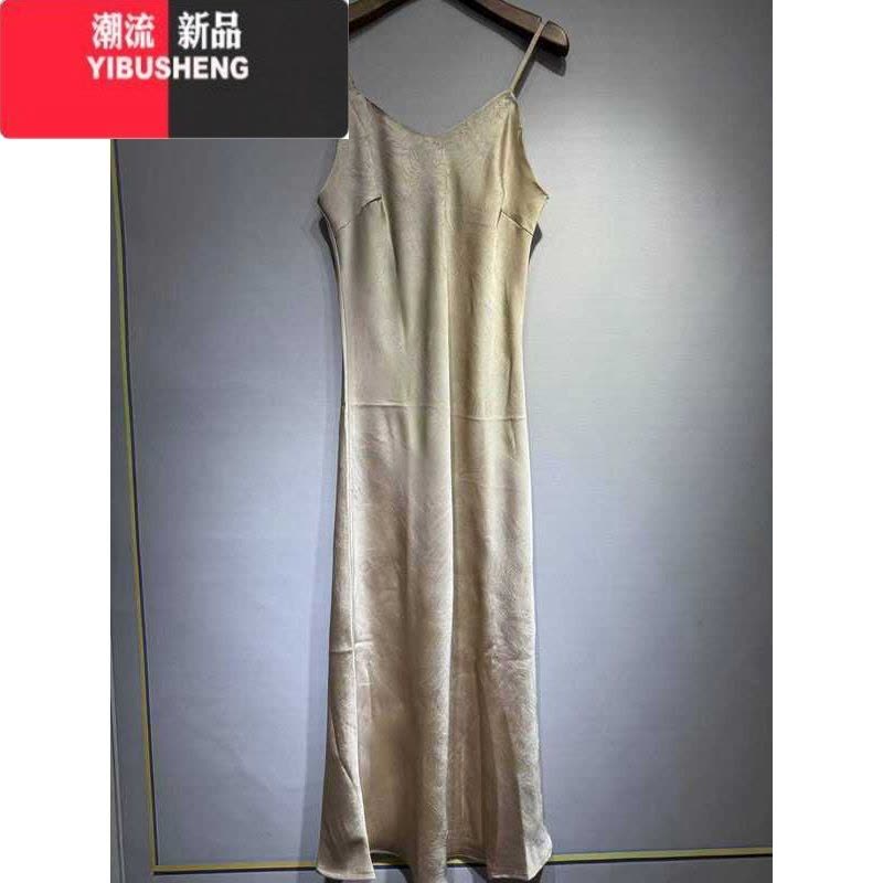 YIBUSHENG打底吊带连衣裙女式背心裙2024年季新款醋酸缎面长裙女装图片