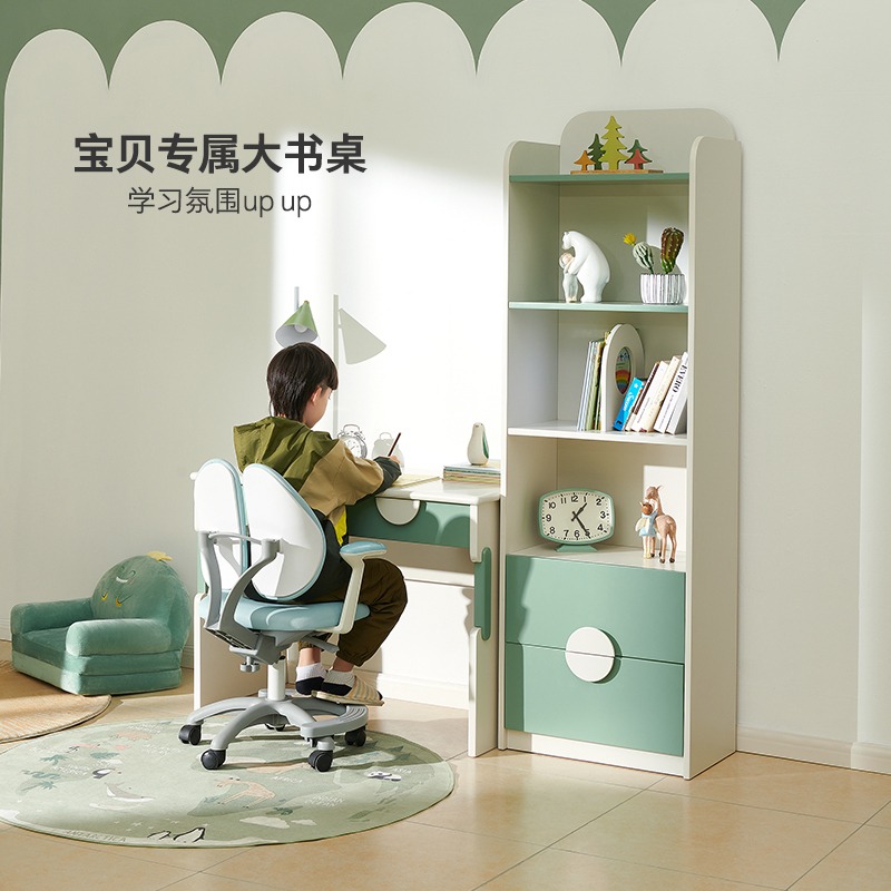 全友家居青少年书柜书桌组合现代简约男孩女孩多储物书桌书柜学习桌椅
