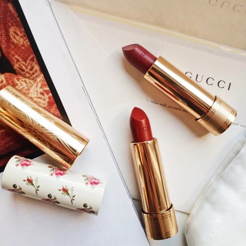 古驰(GUCCI)雾面金管丝缎唇膏口红3.5g 金管25#Gucci正宫红 滋润不掉色图片