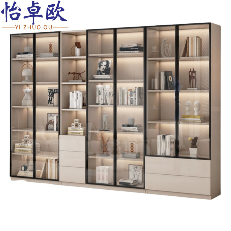 怡卓欧实木展示柜六门五抽台高清大图