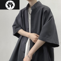 HongZun短袖衬衫男夏季薄款高级感潮牌纯色半袖衬衣百搭潮流宽松休闲外套