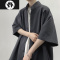 HongZun短袖衬衫男夏季薄款高级感潮牌纯色半袖衬衣百搭潮流宽松休闲外套