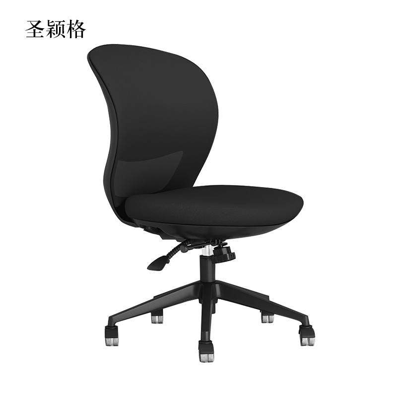 圣颖格工作椅电脑椅人体工学升降转椅写字椅黑框黑网(无扶手款)高清大图