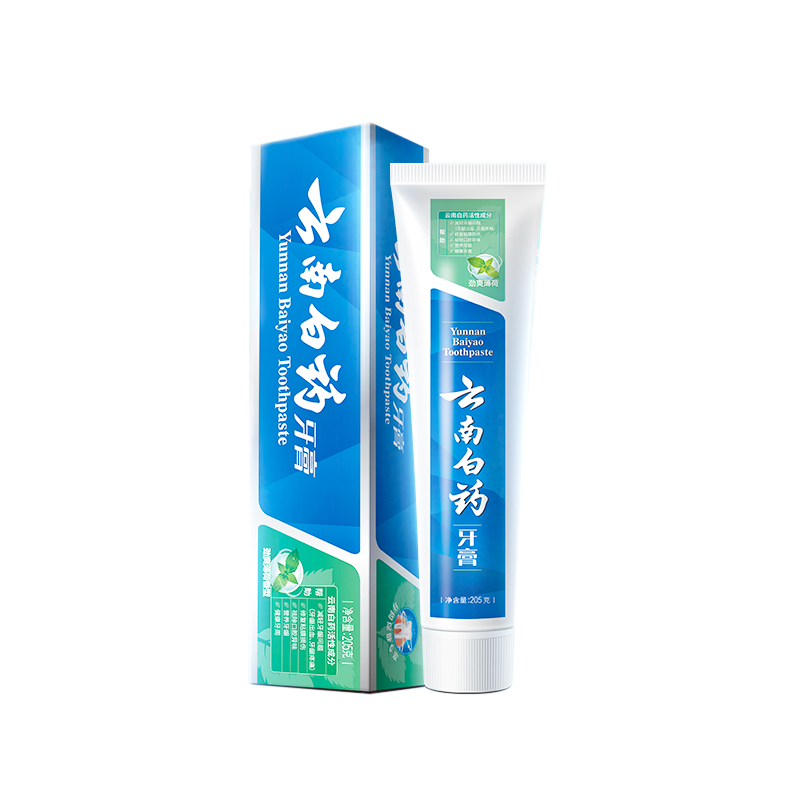 云南白药牙膏 清新口气 健齿护龈防蛀去牙垢 劲爽薄荷型205g高清大图