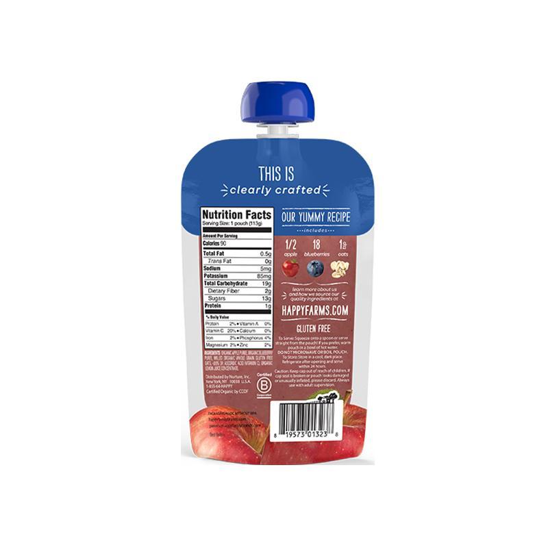 禧贝(Happy Baby)苹果蓝莓燕麦透明装果泥 113g/袋装 6个月以上高清大图