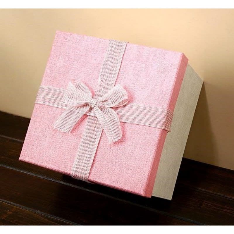 盒子韩简约生日大精品大号礼品盒创意儿童节可爱 超大正方形蝴蝶结白盖 正方形超大28.5*28.5*26(可放一图片