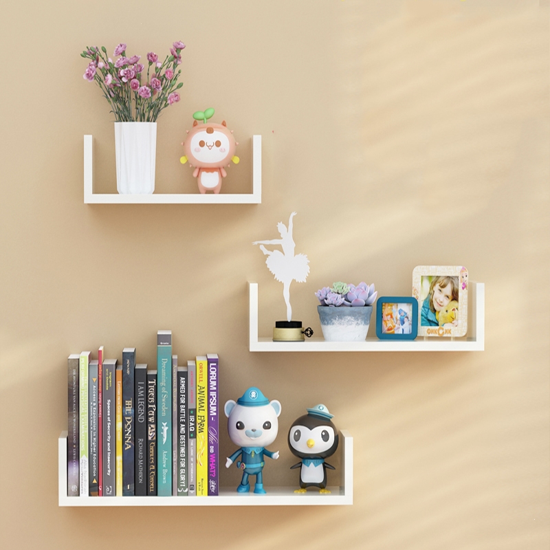 客厅免打孔墙上置物架挂墙壁隔板纳丽雅置物架墙面书架电视墙壁挂架