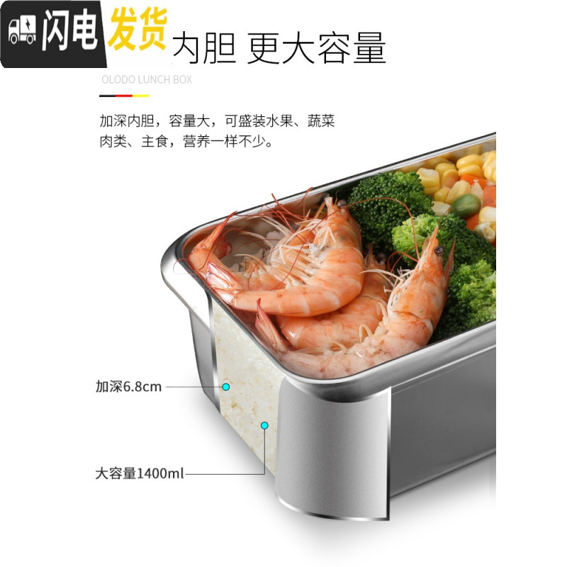 三维工匠保鲜盒316不锈钢便当盒带盖饭盒厨房储物盒冰箱专用密封盒高清大图