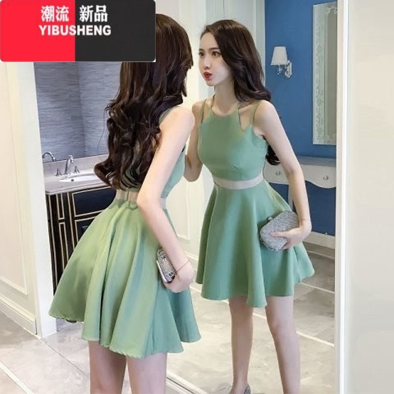 YIBUSHENG女装连衣裙修身韩版ins风吊带新款2024裙子矮个子露背性感夜场