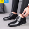 聚范男士皮鞋男商务正装内增高西装工作青年英伦韩版休闲黑色尖头男鞋