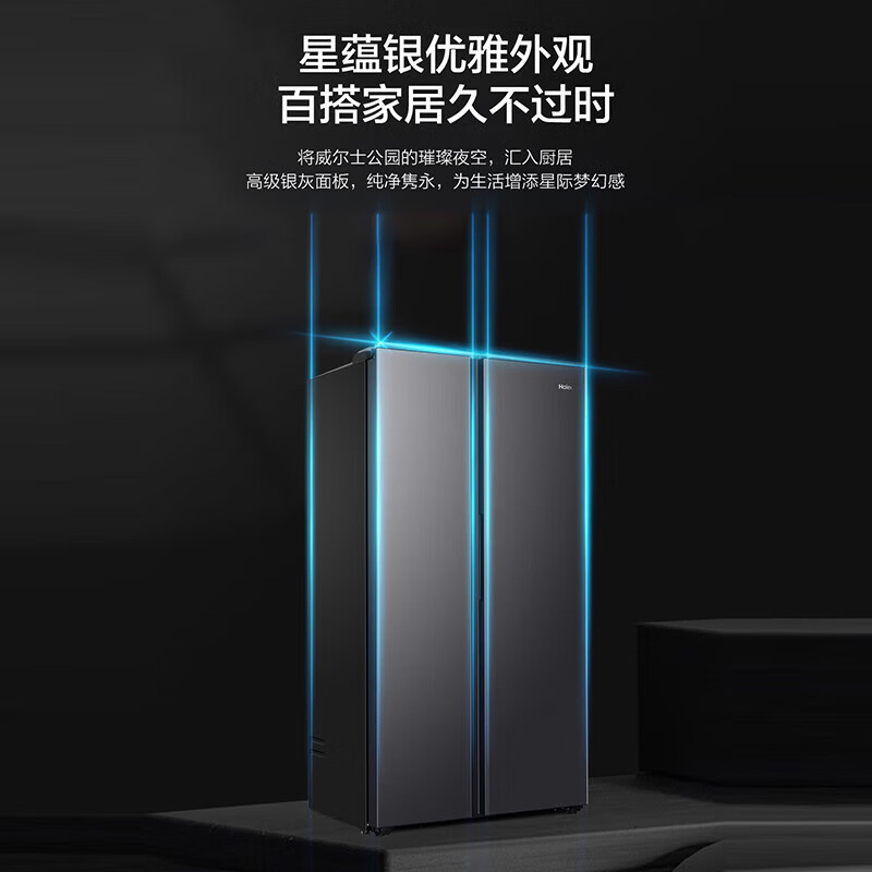 海尔(Haier)BCD-519WLHSSEDX9 519升超薄巨能冻双开门一级能效变频风冷无霜黑金净化对开门冰箱