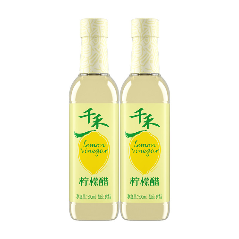 千禾柠檬醋500ml/瓶装纯粮酿造凉拌点蘸水果醋安岳柠檬酵素食用醋 柠檬醋500ml*2瓶