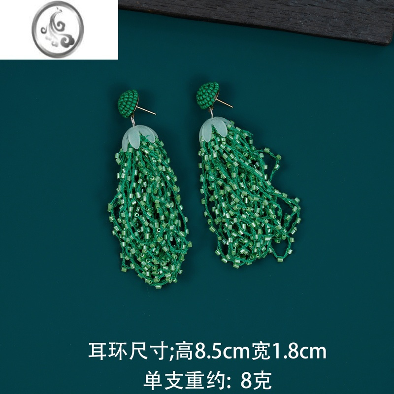 JiMi能改耳夹云南大理旅游特色民族风羽毛饰波西米亚丽江风情流苏耳环