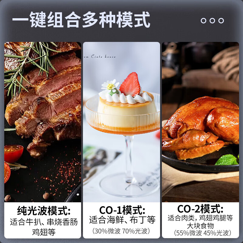 格兰仕微波炉家用光波炉烤箱一体多功能不锈钢内胆微蒸烤一体机智能按键解冻杀菌速热G80F23CSL-C2(S5)高清大图