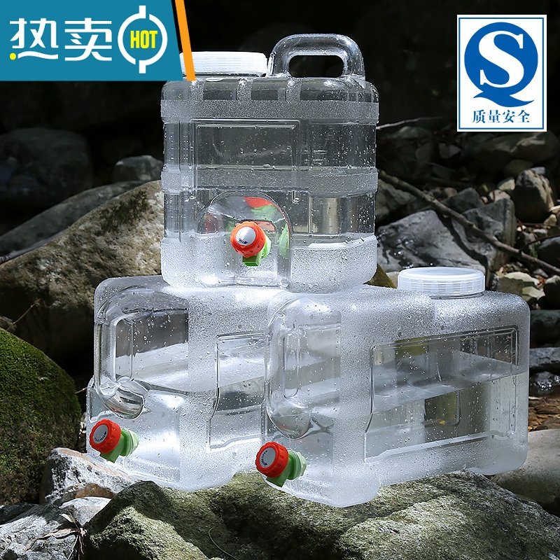 敬平家用纯净水桶户外带龙头透明矿泉蓄水空桶PC储水用塑料大容量水箱 20L透明竖桶(送延长管和防尘塞)+无孔盖+备用龙头高清大图