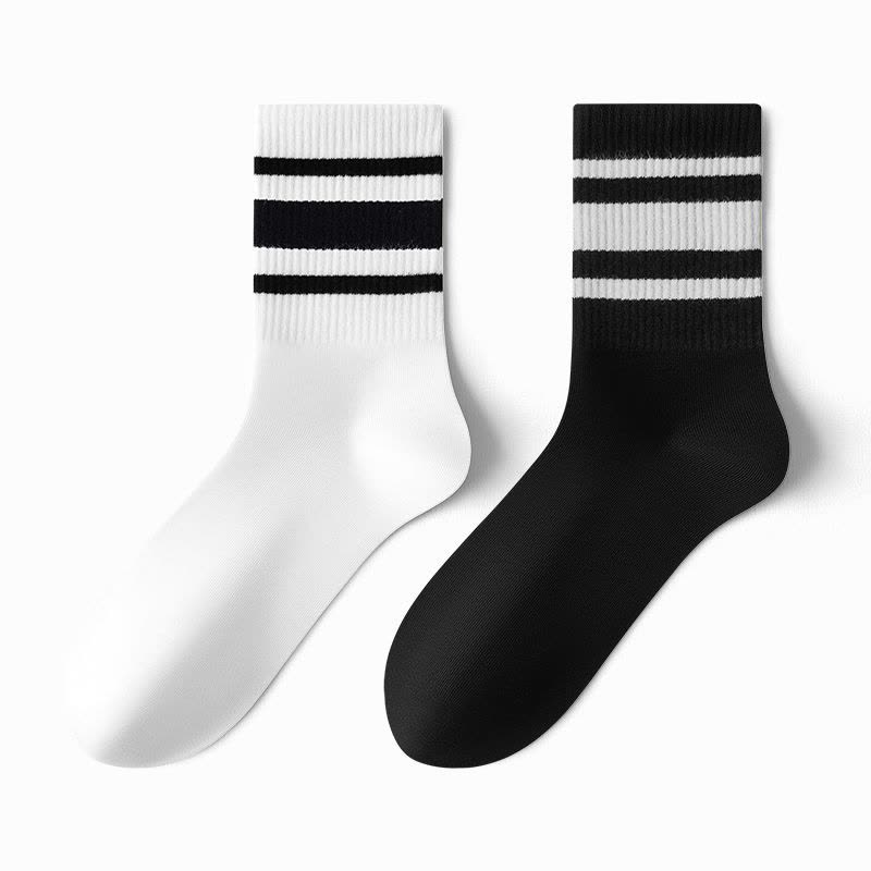 南极人短中筒袜子男女款春夏秋冬7A抗菌防臭透气条纹运动袜非纯棉图片