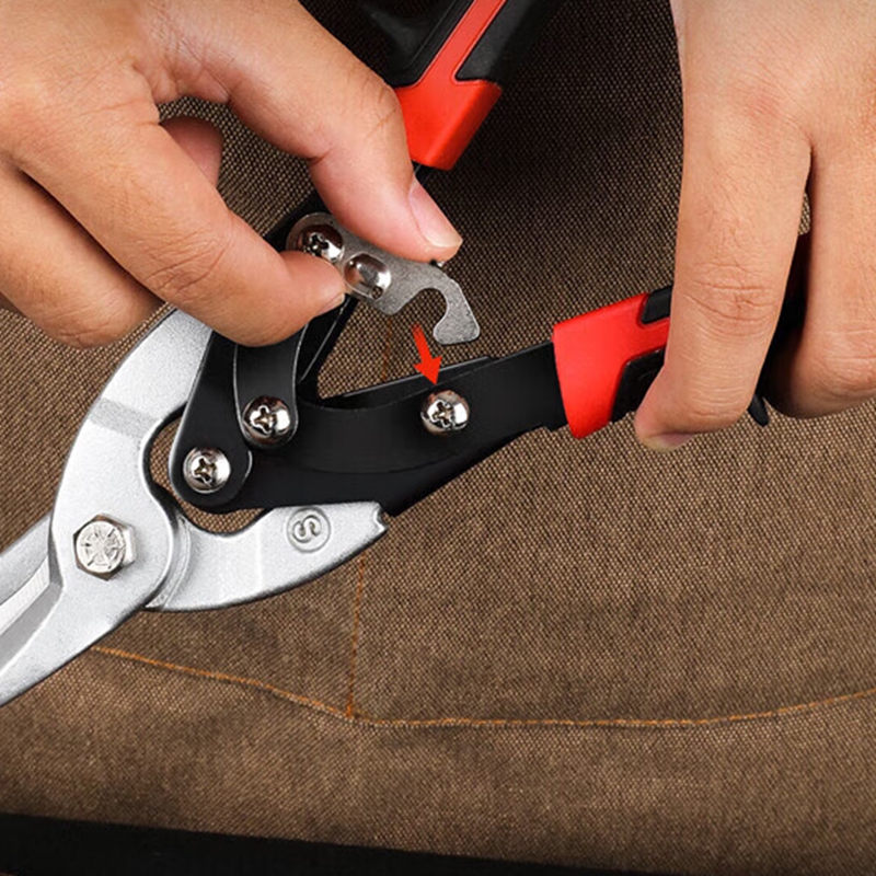 得力 省力左头航空剪铬钼钢(红)10寸[DL20031Z]高清大图