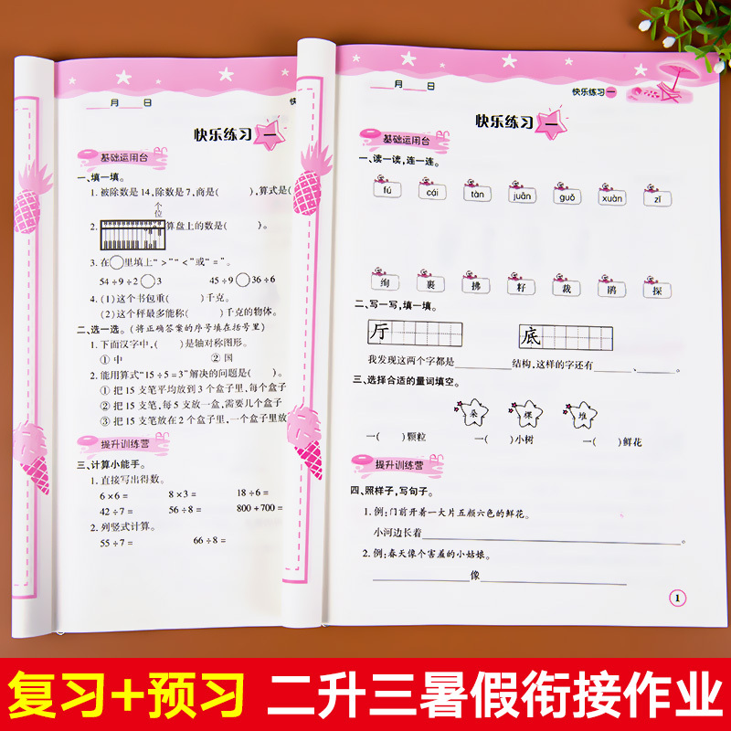 二年级下册暑假作业+暑假专项+暑假试卷[全7册] 二年级下 [正版]2024二年级下册暑假作业语文数学暑假衔接二升三人教