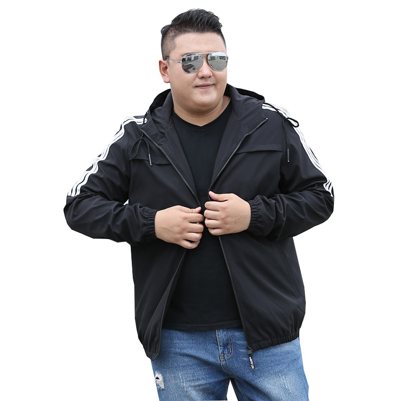 yuansu胖子男装潮流大码加肥加大外套男宽松休闲夹克衫肥佬连帽秋季