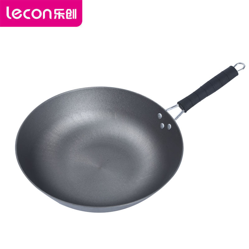 乐创 (lecon)商用无涂层铸铁炒锅 LC-CG36