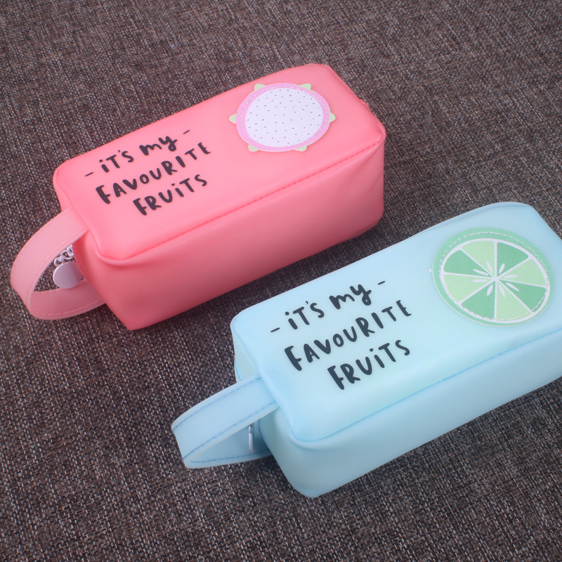 韩版创意学霸铅笔袋简约男女初中学生大容量小清新水果可爱文具盒