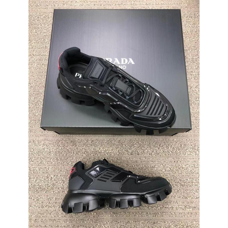 PRADA 普拉达(PRADA)跑步鞋男鞋低帮系带圆头轻便橡胶底运动鞋户外休闲