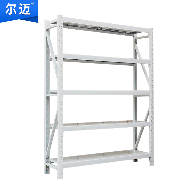 尔迈 中型仓库货架300KG/层重型仓储展示架工厂置物架 灰色1.5*0.6*2=5层