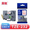 奥驰 标签色带12mm白底红字 TZe-232 个