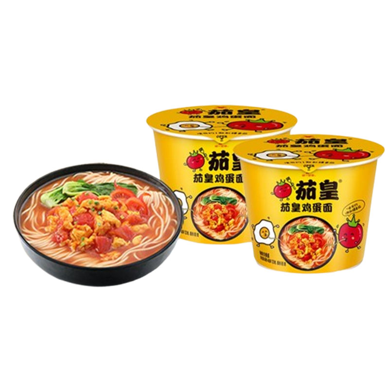 统一 茄皇新疆番茄鸡蛋面 120g桶面*12桶方便面 整箱装高清大图