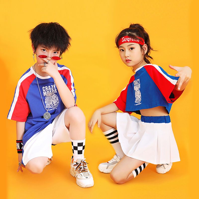 儿童演出服夏季新款男童街童爵士服套装女孩表演服学生潮